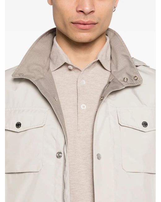 Moorer White Pocket Hooded Jacket for men