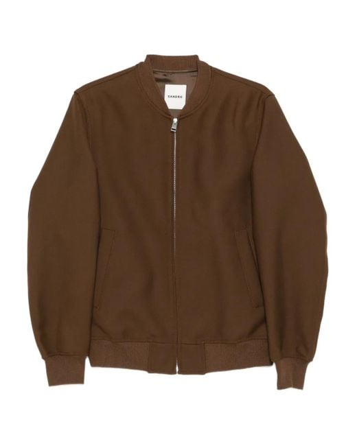Sandro Brown Zip-Up Bomber Jacket for men