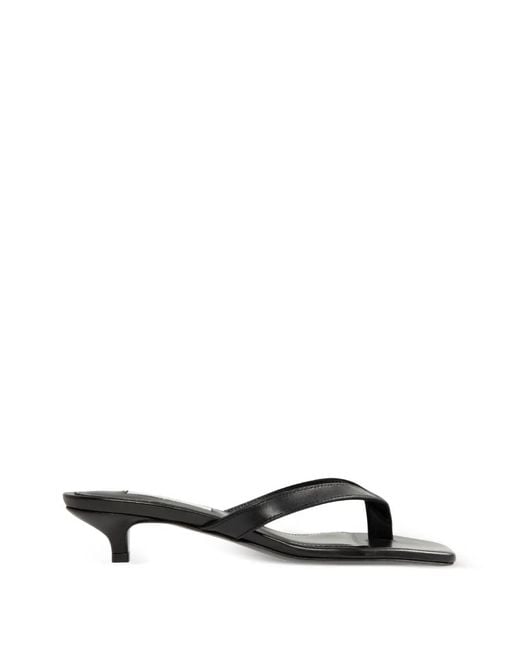 Totême  Black Leather Square-Toe Sandals