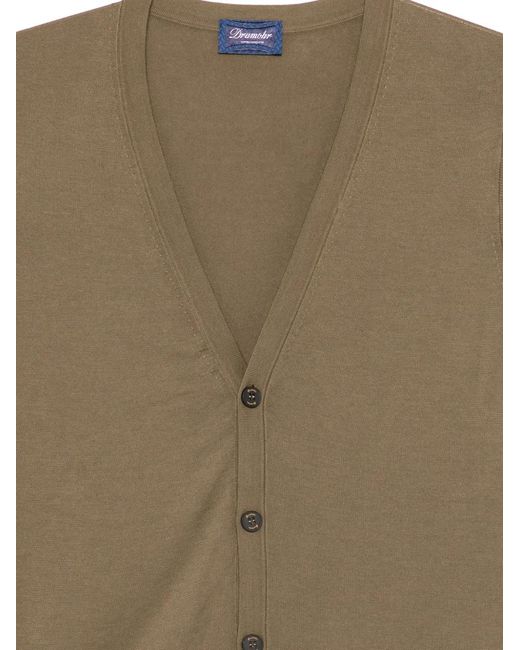 Drumohr Brown Button V-Neck Vest for men