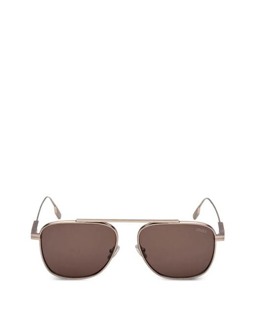 Zegna Brown Square-Frame Sunglasses for men