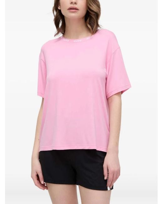 Camisón con logo y cuello redondo HUGO de color Pink