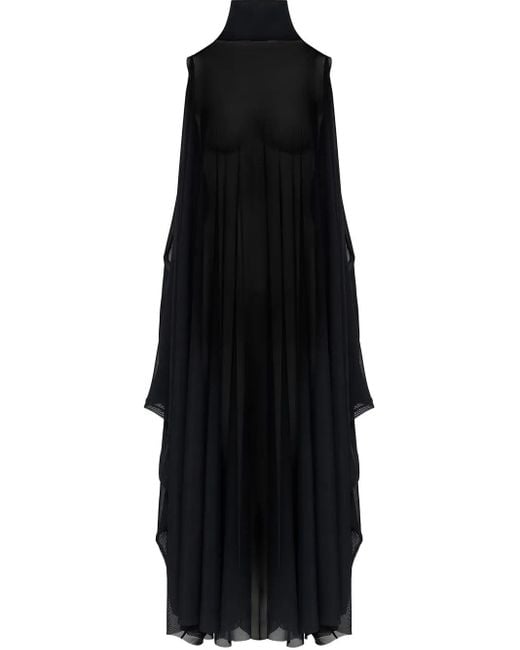 MM6 by Maison Martin Margiela Black Semi-transparentes Maxikleid