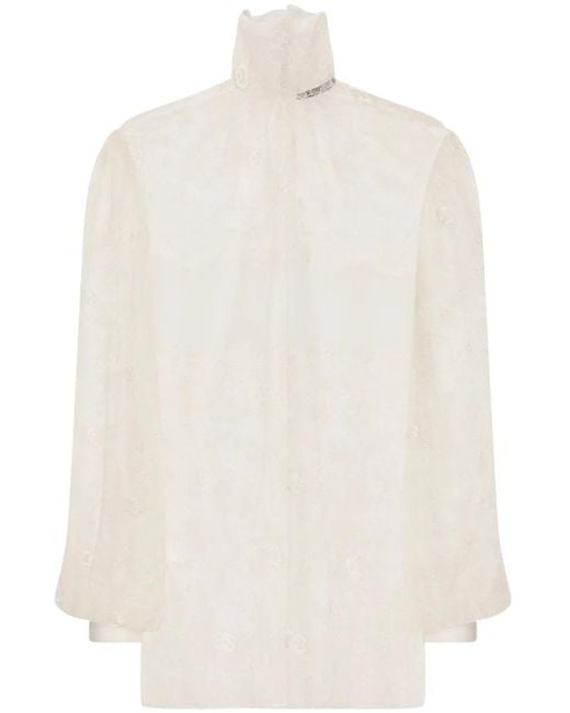 Dolce & Gabbana White Sheer-lace Top