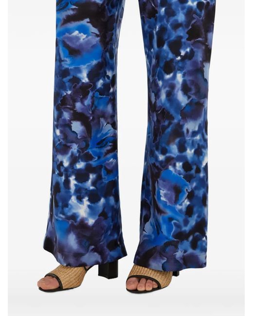 Ferragamo Blue Silk Trousers