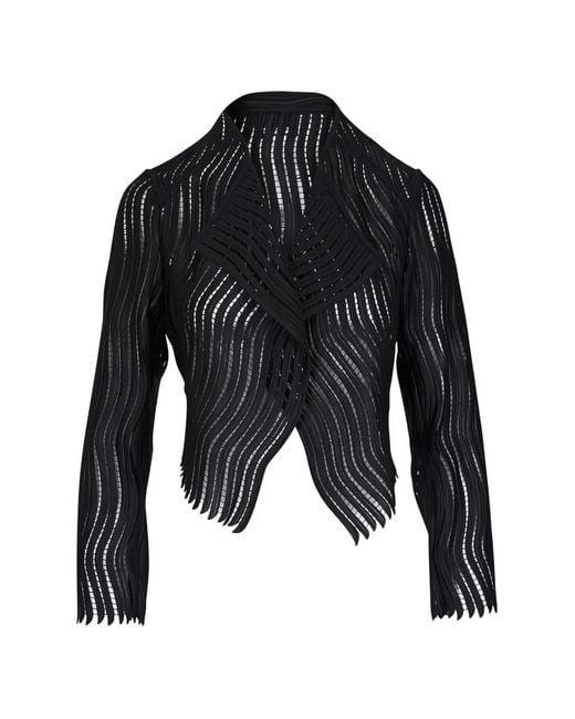 Akris Black Ariel Open-Knit Cropped Jacket