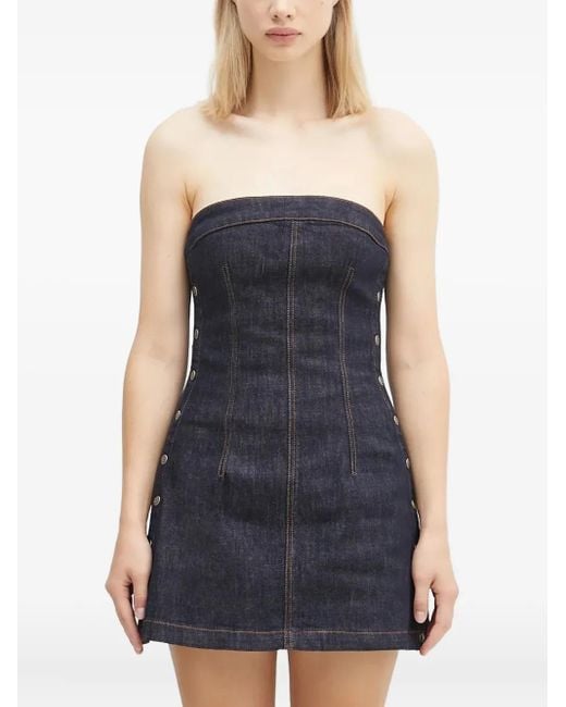 Ksubi Blue Hotline Original Snaps Strapless Dress