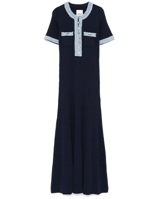 sandro navy blue dress Sandro knit midi dress