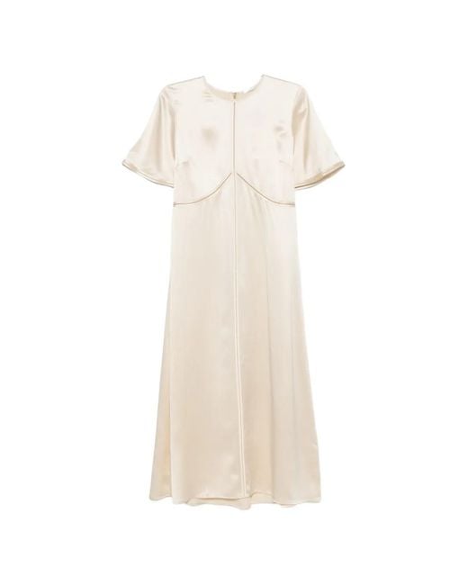 Joseph White Faggoting-Trimmed Satin Midi Dress