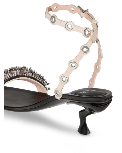Emilio Pucci Black Emilio Low Heel Embroidered Sandals