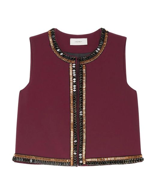 Maliparmi Red Embellished Sleeveless Jacket