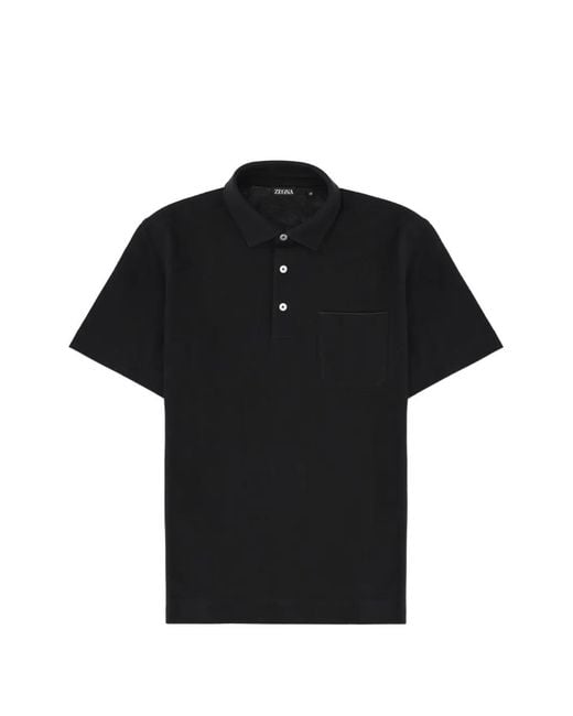 ZEGNA メンズ ブラック ポケット ポロシャツの通販はau PAY マーケット