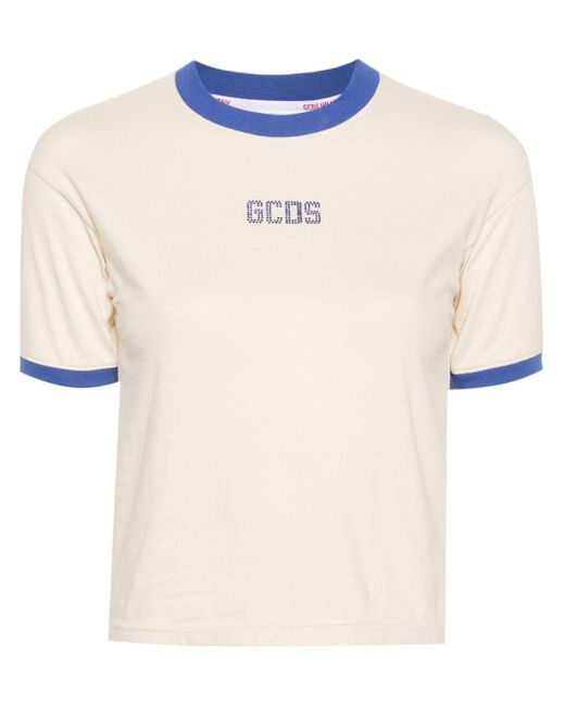 Gcds White T-Shirt mit Strassverzierung
