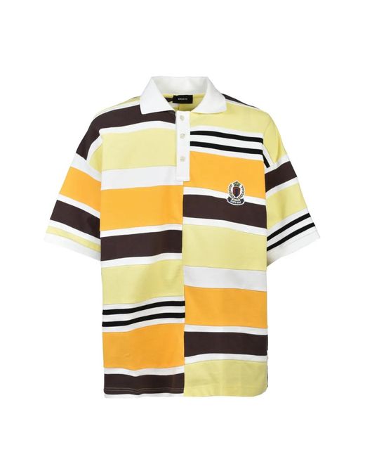 BREATH Yellow Panelled Horizontal-Striped Polo Shirt for men