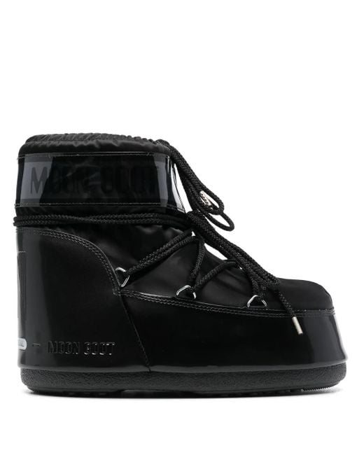 Moon Boot Black Icon Low Glance Lace-Up Boots for men