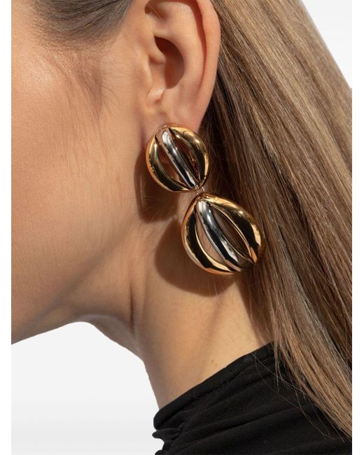 Saint Laurent Metallic Mandarin Pendant Clip-on Earrings