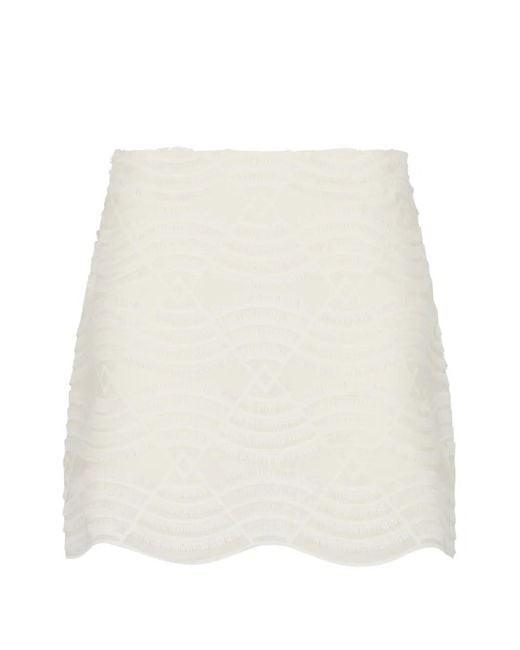 Kristina Ti White Patterned Mini Skirt