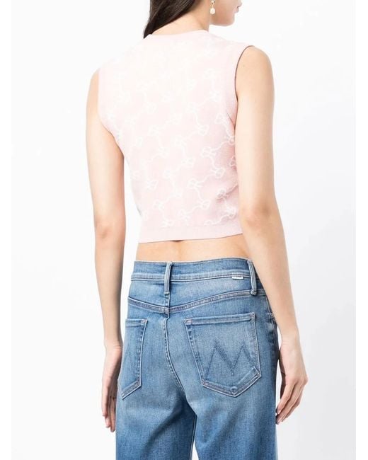 ROKH Pink Monogram-Pattern Cropped Vest