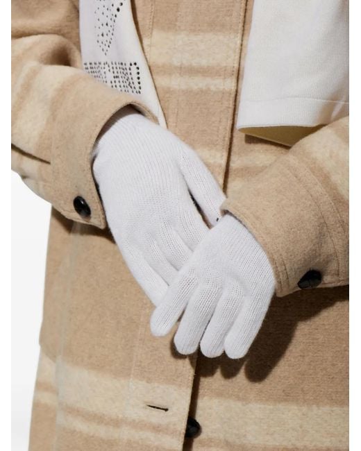 Moschino White Gants À Patch Logo
