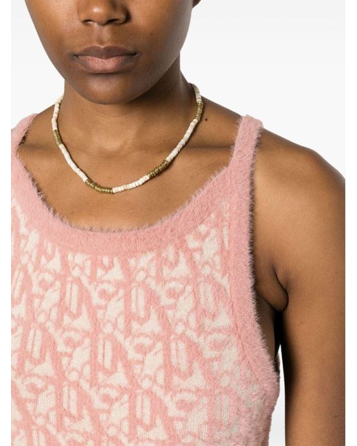 Palm Angels Pink Monogram-jacquard Knitted Minidress