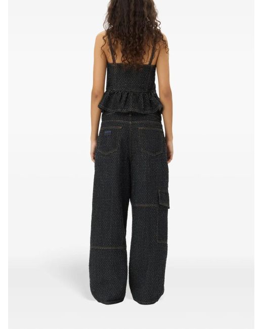 Ganni Gray Fluffy Wide-Leg Jeans