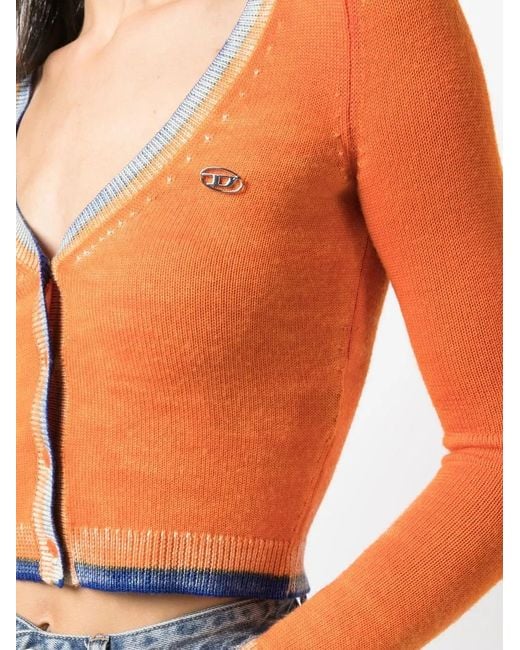 DIESEL Orange M-Arika V-Neck Cardigan
