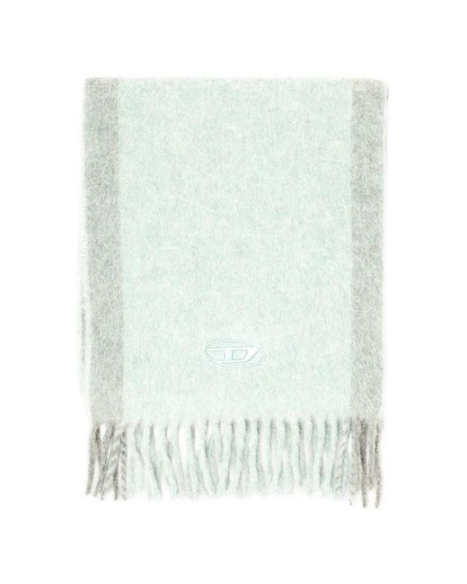 DIESEL Blue Oval D Fringed Scarf for men