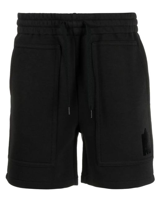 Mackage Black Logo-Patch Drawstring Shorts for men