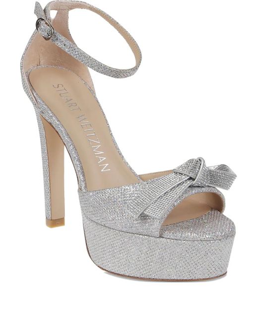 Stuart Weitzman Gray 145Mm Bow-Embellished Platform Sandals