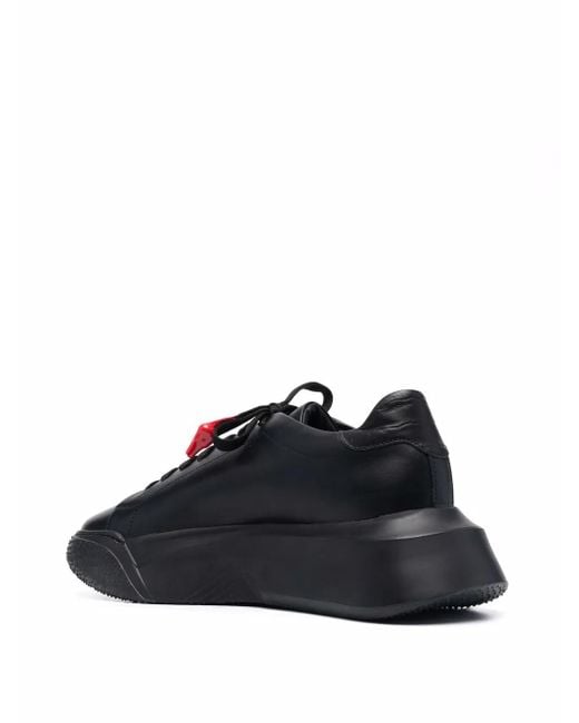 Giuliano Galiano Leather Lace Up Sneakers in Black for Men