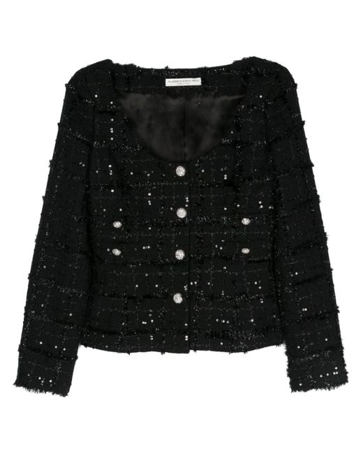 Alessandra Rich Black Sequin-embellished Tweed Jacket