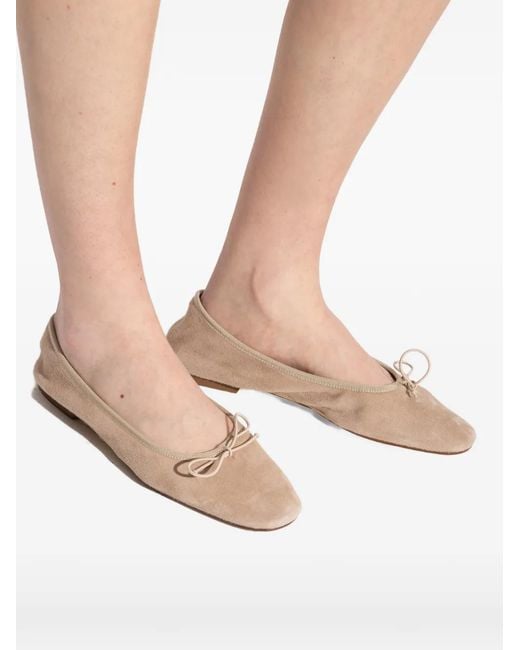 Aeyde White Bow Suede Falt Pumps