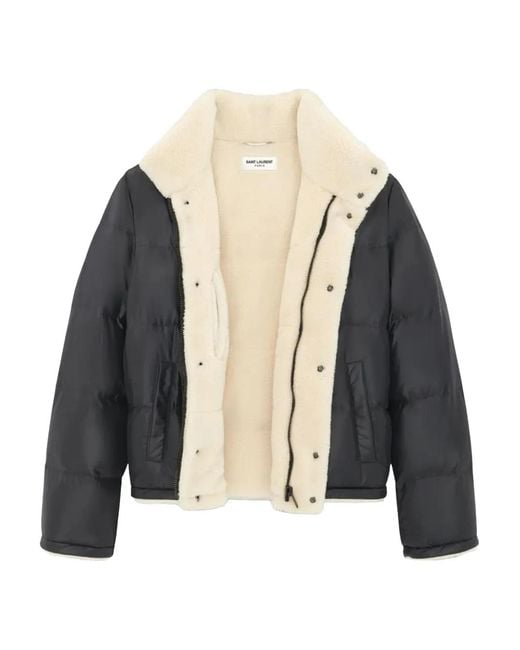 Saint Laurent Black Puff Down Shearling Lined Jacket for men