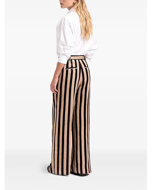 LaDoubleJ Black Striped-Pattern Pleated-Front Trousers