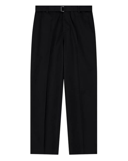Emporio Armani Black Belted Flat-Front Trousers for men