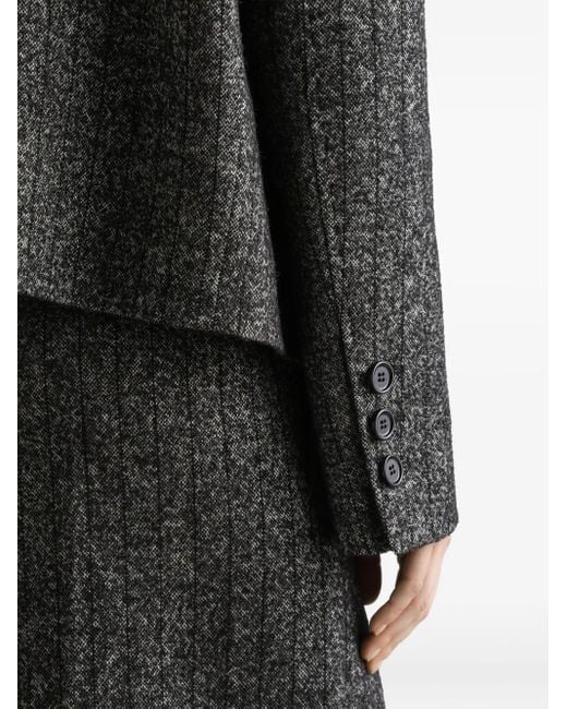 Dolce & Gabbana Black Short Oversized Striped Jacket Wool