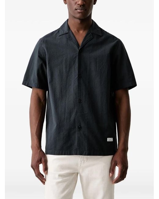 Marc O' Polo Black Short-Sleeved Camp-Collar Shirt for men