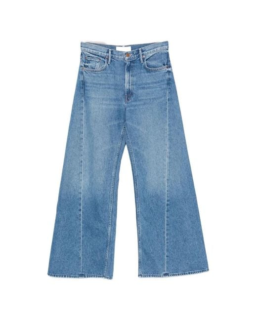 Mother Blue Seam-Detail Wide-Leg Jeans