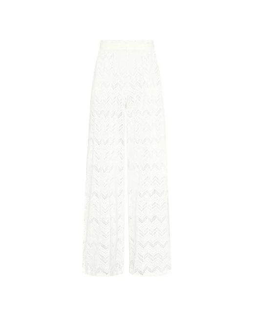 Vilebrequin White Line Chevron-Knit Wide-Leg Trousers