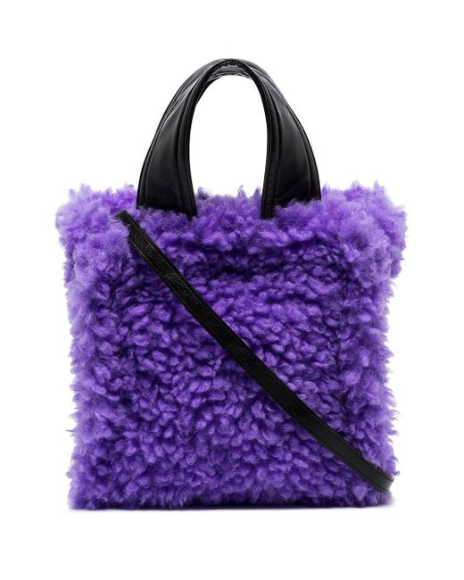 Stand Studio Lucille Faux Fur Tote Bag in Purple - Lyst