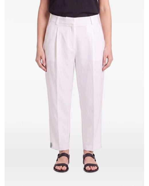 Brunello Cucinelli Pink Pleated Straight-Leg Trousers