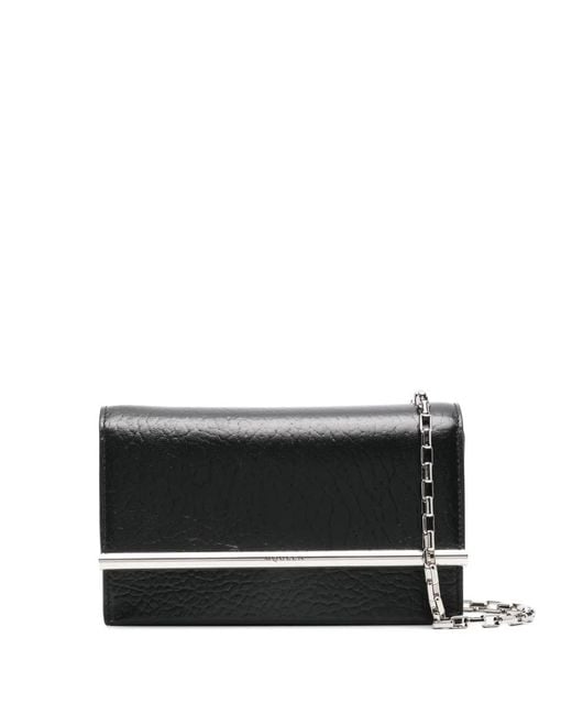 McQueen Black T-Bar Mini Flap Handbag