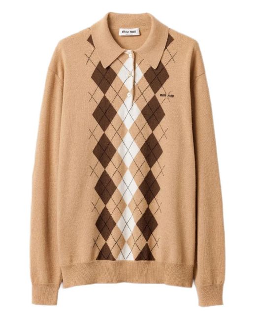 Jersey tipo polo con tres botones Miu Miu de color Brown