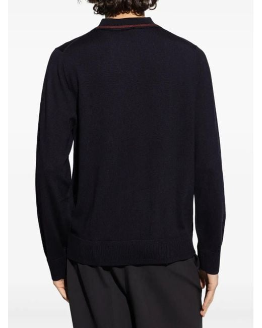 Paul Smith Blue High Neck Polo With Zip for men