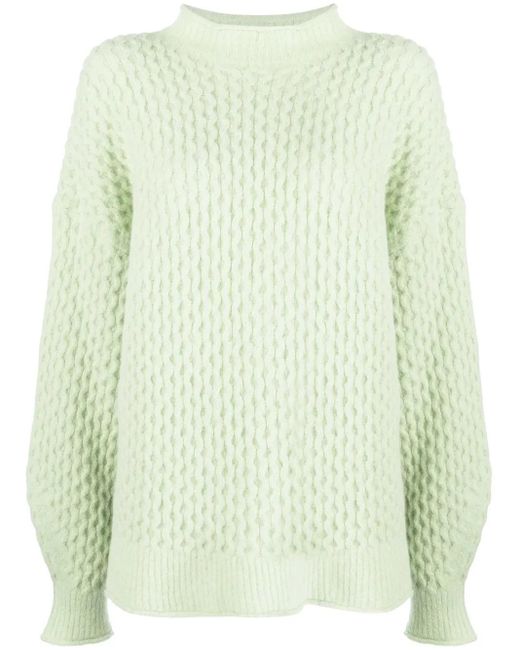 Rus Green Textured-Knit Mock Neck Jumper