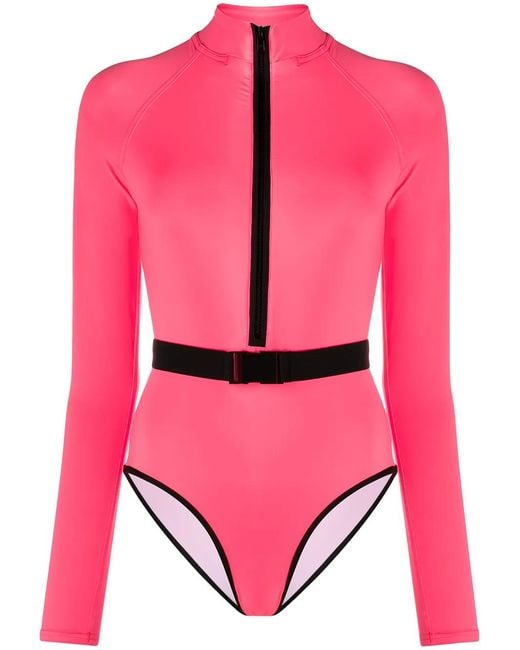Noire Swimwear Pink Long-Sleeve One-Piece Swimsuit