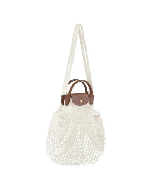 Longchamp White Le Pliage Filet Handtasche