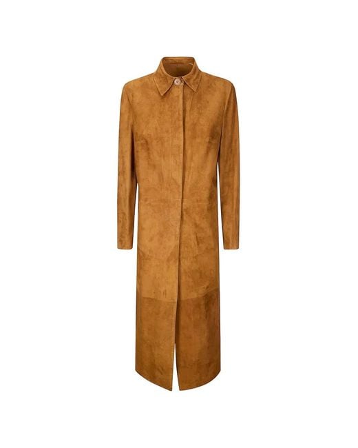 Salvatore Santoro Brown Manteau En Peau De Mouton À Boutonnière