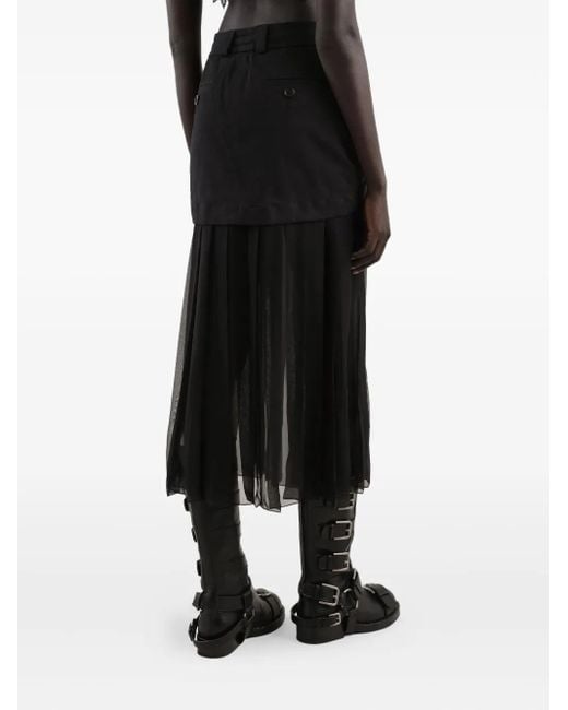 Dolce & Gabbana Black Pleated Zip-Detailed Skirt