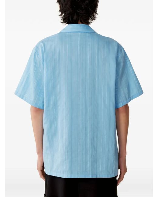 Lanvin Blue Striped Button Shirt for men